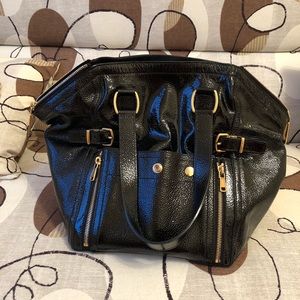 YSL downtown handbag in black patent leather